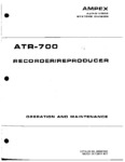Ampex  ATR 700 Manuel de service