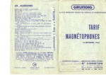 Grundig Tarif des magnétophones 1962