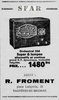 S.F.A.R.  Orchestral 365 Publicité - Le Courrier Républicain 1934
