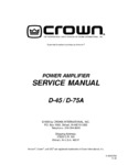 Crown - Amcron D-45 et D-75 A • Manuel de service