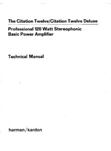 Harman / Kardon Citation 12 (Twelve) / Deluxe • Manuel de service