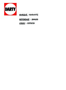 Marantz SR 4600 • Mode d'emploi en français