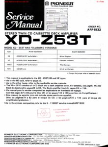Pioneer XD-Z53T • Manuel de service
