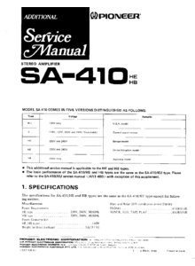 Pioneer SA-410 • Manuel de service (additionel)