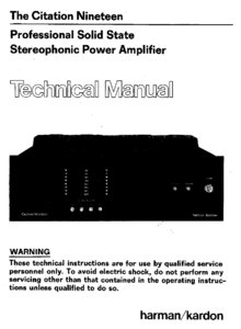 Harman / Kardon Citation 19 (Nineteen) • Manuel de service