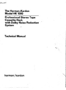 Harman / Kardon HK 1000 • Manuel de service