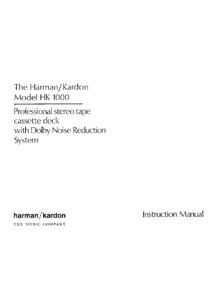 Harman / Kardon HK 1000 • Mode d’emploi