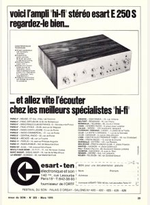 Esart E 250 • Publicité Revue du Son n° 203 mars 1970