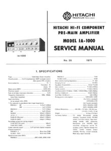 Hitachi IA-1000 • Manuel de service