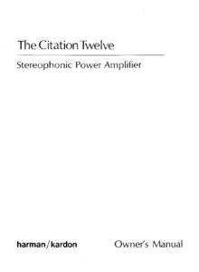 Harman / Kardon Citation 12 (Twelve) / Deluxe • Mode d’emploi
