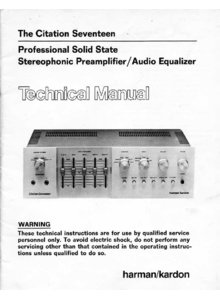 Harman / Kardon Citation 17 (Seventeen) • Manuel de service (16 pages)