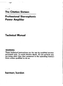 Harman / Kardon Citation 16 (Sixteen) • Manuel de service
