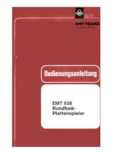EMT - EMT-Franz EMT 938 • Manuel d'utilisation et de service (en allemand)
