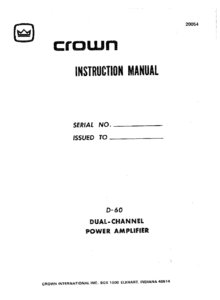 Crown - Amcron D 60 • Mode d'emploi (40 pages)