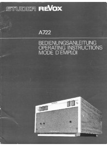 Revox A 722 • Mode d’emploi