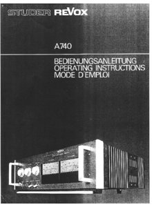 Revox A 740 • Mode d’emploi