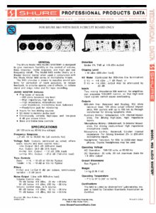 Shure M 63 Audio Master • Manuel de service