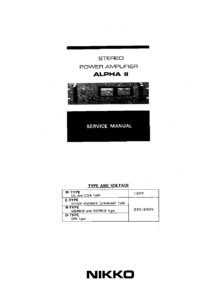 Nikko Alpha II • Manuel de service