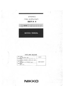 Nikko Beta II • Manuel de service