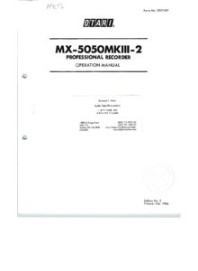 Otari MX-5050 Mark III-2 • Manuel d'instruction et de service