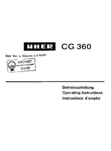Uher CG 360 • Mode d’emploi (en allemand)