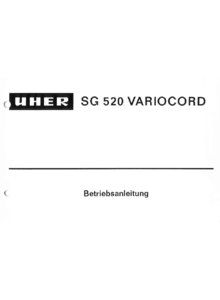 Uher SG 520 Variocord • Mode d'emploi (en allemand)