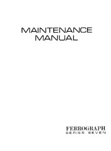 Ferrograph Series Seven MK1 et MK2 • Manuel de service