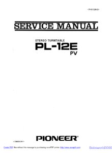 Pioneer PL-12E, PL-12D • Manuel de service