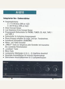 Sherwood AI-5010 • Extrait de catalogue allemand