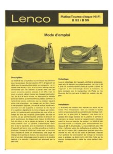 Lenco B 52 et B 55 • Mode d’emploi (en français)