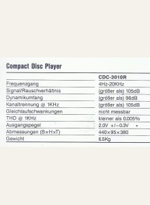 Sherwood CDC-3010R - Fiche technique
