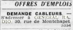 Général-Radio Offre d'emploi - La Bourgogne républicaine, juillet 1953