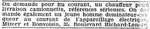 Mizéry & Bonvoisin Offre d'emploi - L'Intransigeant 21 janvier 1919