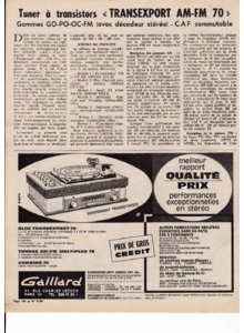 Gaillard Transexport 70 • Article - Le Haut-Parleur n° 1103 - 15 septembre 1966