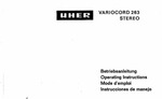 Uher Variocord 263 Stereo • Mode d'emploi (en allemand)
